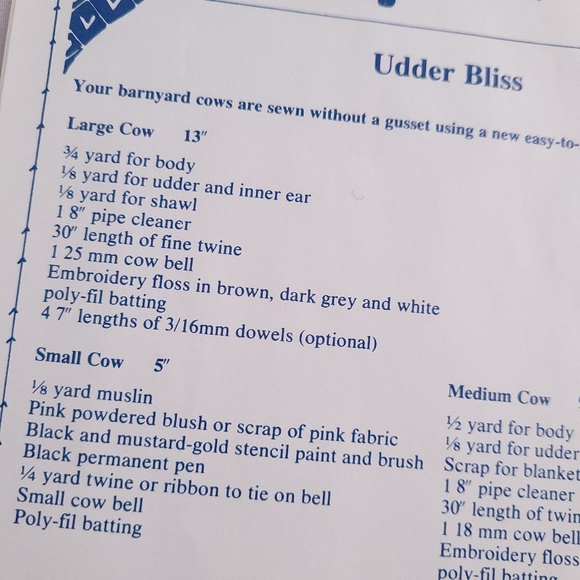All Cooped Up / Udder Bliss / Sewing Pattern / Cows / 🐄 / Crafting - Picture 2 of 4